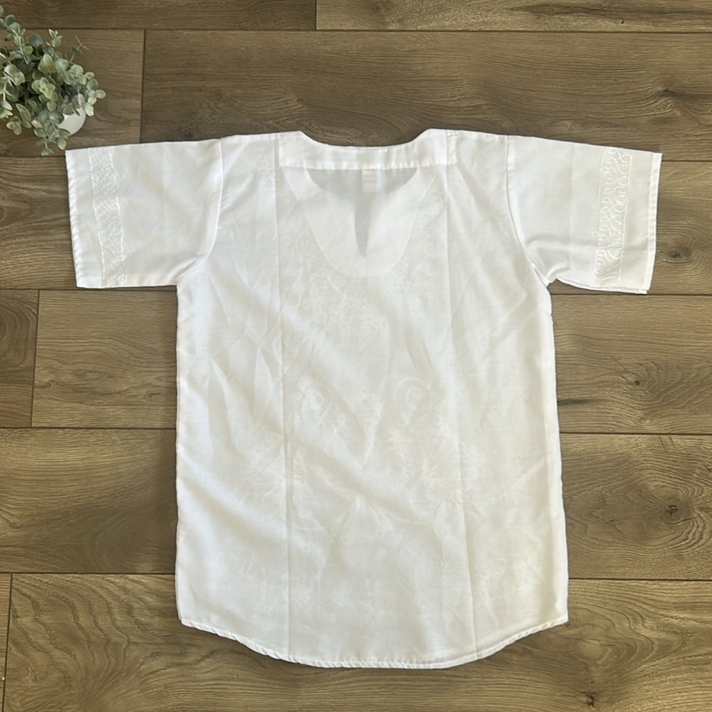 100% Cotton White Tunic Women's Short Sleeved Top Made in Egypt - Picture 5 of 5